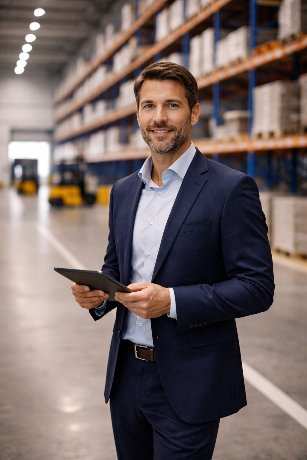 Portrait d'un manager supply chain dans un entrepôt